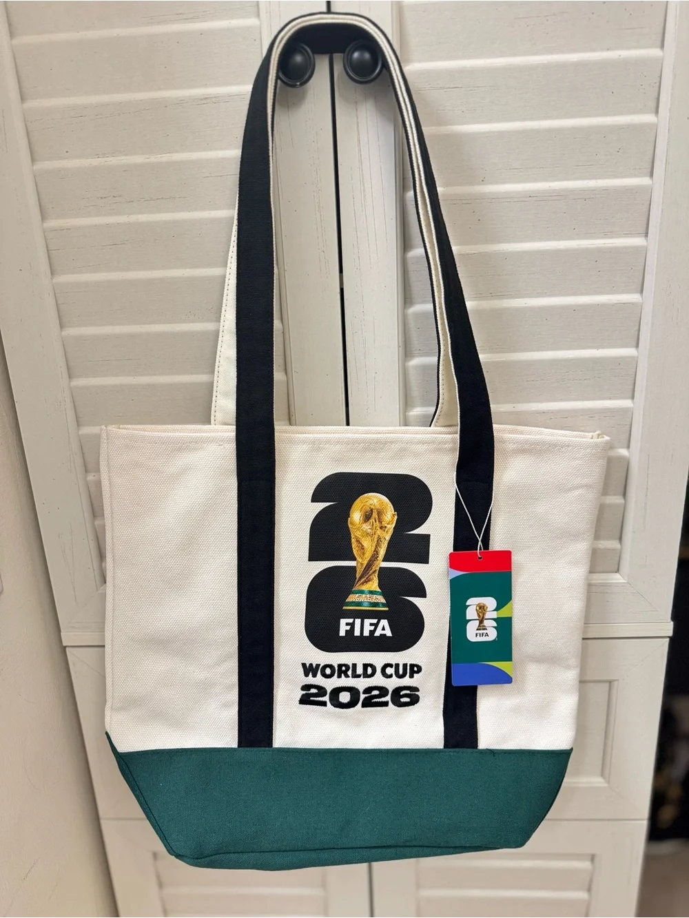 FIFA World Cup 2026 Logo Gold Trophy Soccer Tote canvas Bag Shopping Grocers